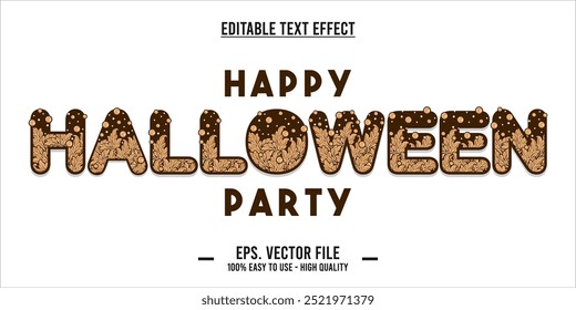 happy halloween party typography editable text effect