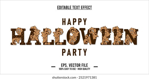 happy halloween party typography editable text effect