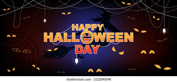 Happy Halloween Party Vector banner Template. Concept Full Moon Night Festival Background.