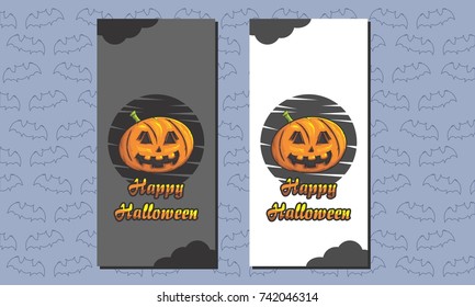 Happy Halloween Party Vector Illustration Banner With Bat Pattern On Background For Website Banner, Landing Page, Brochure, Posters, Flyer, Greeting Card, Celebration Card, Invitation Card