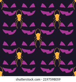 Happy Halloween! Halloween party  vector seamless pattern, repeating wallpaper. Halloween background. For design of fabrics, packaging and wallpapers.