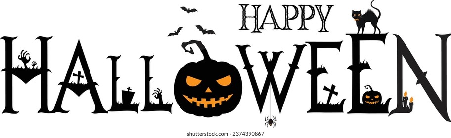 Happy halloween party vector and text  design.
