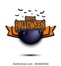 Happy Halloween pattern. Bowling template design. Bowling ball and bat. Design pattern for banner, poster, greeting card, flyer, party invitation. Vector illustration