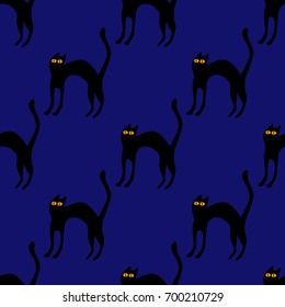 Happy Halloween pattern with cats. Seamless pattern. Vector illustration.
