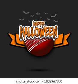 Happy Halloween pattern. Cricket template design. Cricket ball and bat. Design pattern for banner, poster, greeting card, flyer, party invitation. Vector illustration