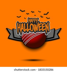 Happy Halloween pattern. Cricket template design. Cricket ball and bat. Design pattern for banner, poster, greeting card, flyer, party invitation. Vector illustration