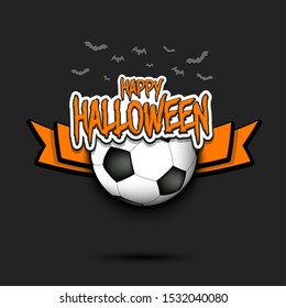 Happy Halloween pattern. Football template design. Soccer ball and bat. Design pattern for banner, poster, greeting card, flyer, party invitation. Vector illustration