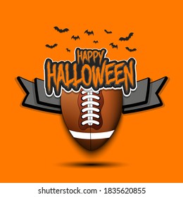 Happy Halloween pattern. Football template design. Football ball and bat. Design pattern for banner, poster, greeting card, flyer, party invitation. Vector illustration