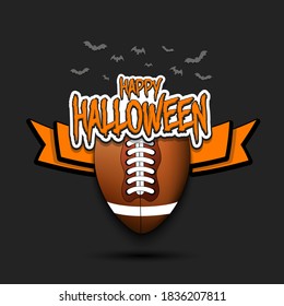 Happy Halloween pattern. Football template design. Football ball and bat. Design pattern for banner, poster, greeting card, flyer, party invitation. Vector illustration