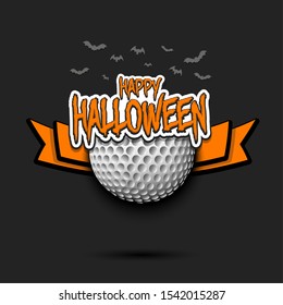 Happy Halloween pattern. Golf template design. Golf ball and bat. Design pattern for banner, poster, greeting card, flyer, party invitation. Vector illustration