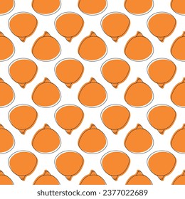 Happy halloween pattern for kids cards, posters, fabric, textile, wrapping. Cute hand drawn orange pumpkins with line. Vector