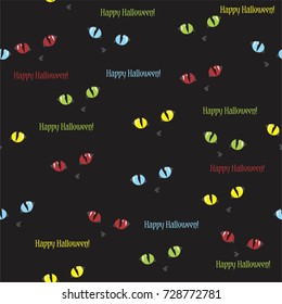 Happy Halloween pattern paper with cat eyes