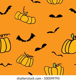 Happy halloween pattern, pumpkin bat pattern