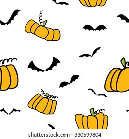 Happy halloween pattern, pumpkin bat pattern