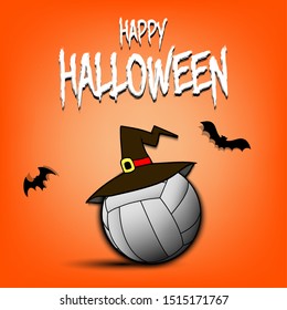 Happy Halloween pattern. Volleyball template design with witch hat. Design pattern for banner, poster, greeting card, flyer, party invitation. Vector illustration