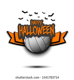 Happy Halloween pattern. Volleyball template design. Volleyball ball and bat. Design pattern for banner, poster, greeting card, flyer, party invitation. Vector illustration