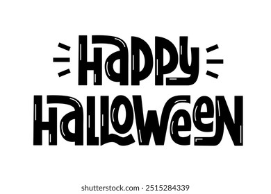 Feliz frase de Halloween. Letras de la mano del Vector de la cita de Halloween.