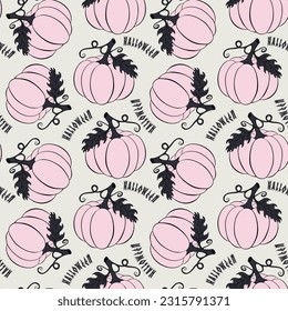 Happy Halloween pink pumpkin pattern. Fashion Halloween design. Vector illustration