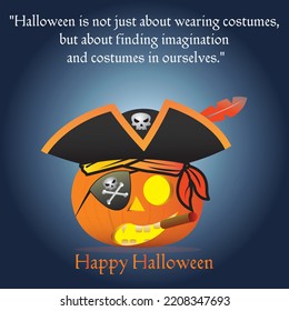 Happy Halloween Pirate Pumpkin With Text 