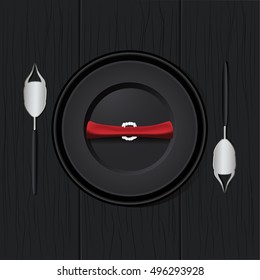 Happy Halloween. 
Plate, napkin. Vector Illustration.
