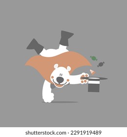 happy halloween with polar bear and sweet candy, flat vector illustration cartoon character design