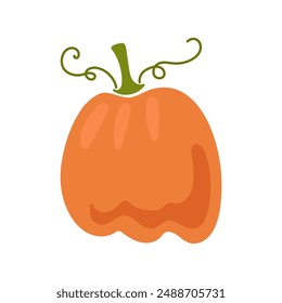 Happy Halloween post card design. Simply vector illustration with cartoon orange pumpkin and lettering elements.