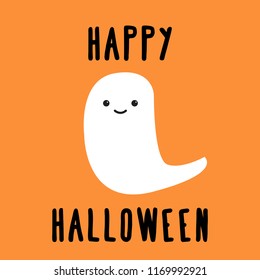 Happy Halloween Post Card Greeting Cute Ghost