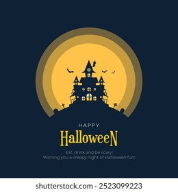 Happy Halloween Post and Greeting Card. Modern and Minimal Halloween Trick or Treat Background Vector Illustration