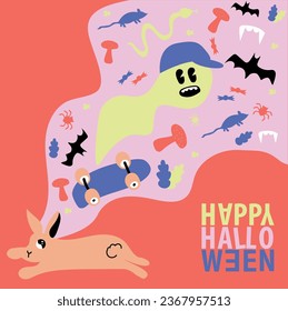Happy Halloween post square size vector