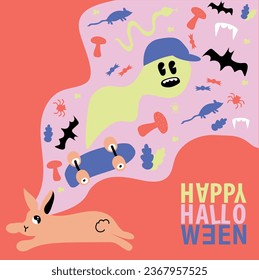 Happy Halloween post square size vector