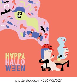Happy Halloween post square size vector