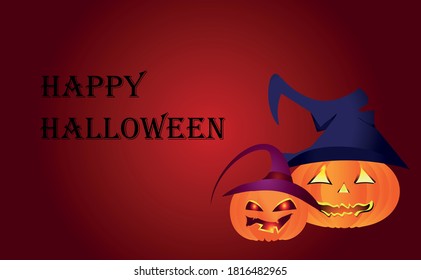 Happy Halloween postcard. banner or party invitation background with angry pumpkins.  