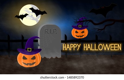 Happy Halloween, postcard design for Halloween, vector illustration