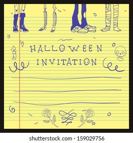 Happy halloween postcard invitation. Vector pattern for web page backgrounds, postcards, greeting cards, invitations, pattern fills, surface textures.