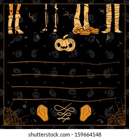 Happy halloween postcard invitation. Vector pattern for web page backgrounds, postcards, greeting cards, invitations, pattern fills, surface textures.