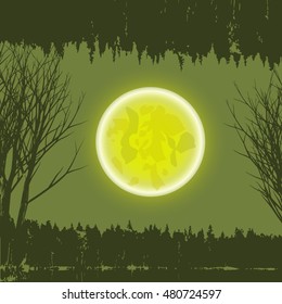 Happy Halloween Poster autumn october card evil party. Vector illustration halloween poster night celebration scarry moon. Halloween poster scary design horror background spooky silhouette.