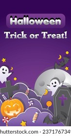 Happy Halloween poster background copy space in paper cut style Vector illustration. perfect for banners or poster party invitations with space reserved for text