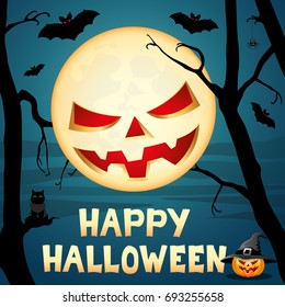 Happy Halloween poster, background. Vector illustration