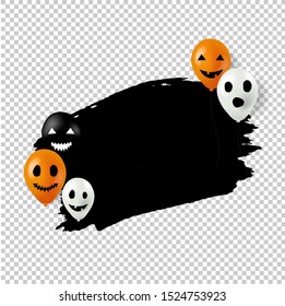 Happy Halloween Poster With Balloons Transparent Background With Gradient Mesh, Vector Illustration