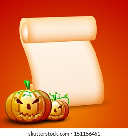 Happy Halloween poster, banner or flyer with scary pumpkins and space for your text. 