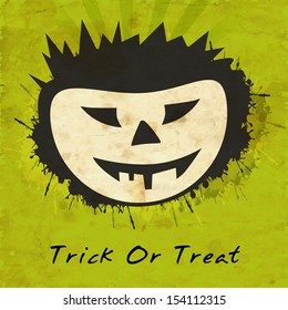 Happy Halloween poster, banner or flyer with spider web on grey background. 