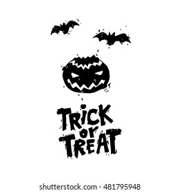 Happy halloween poster, banner, fly-er. Pumpkin. Black on white. Lettering. Halloween party. Flat design vector illustration.