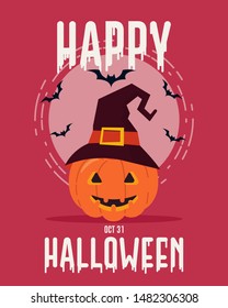 Happy halloween poster and banner, Vector illustration placards concept, Halloween eve celebration, Flat celebrate cartoon character design.