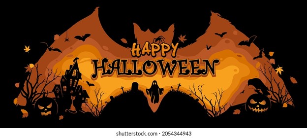 Happy Halloween. Halloween poster. Halloween banner. Vector illustration on black background