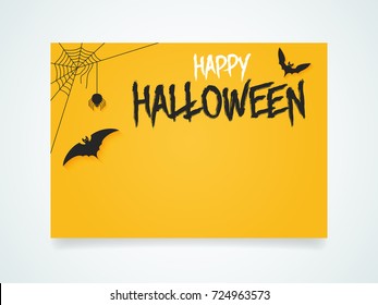 Happy Halloween Poster. Halloween bat under the moonlight. Vector illustration.