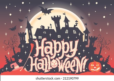 Happy Halloween. Halloween poster, card or background for Halloween party invitation