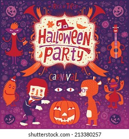 Happy Halloween. Halloween poster, card or background for Halloween party invitation