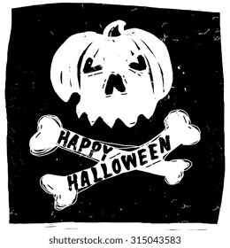 "Happy Halloween" poster / card / invitation. Vector Illustration. Tattoo design element