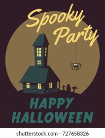Happy halloween poster. Cartoon vector illustration.
