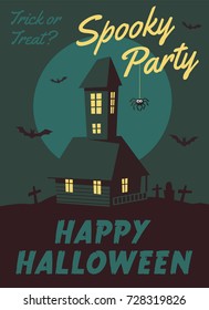 Happy halloween poster. Cartoon vector illustration.